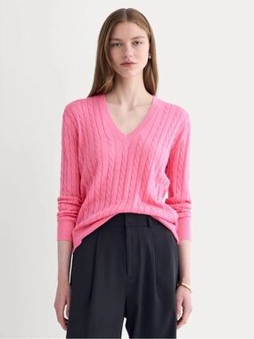 NWT Everlane The Cable V-Neck in Cotton Cashmere